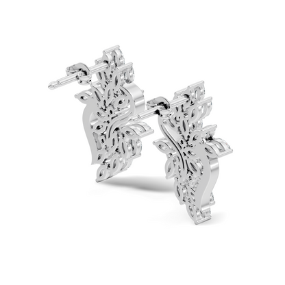 Unique Marquise And Round Cut Diamond Stud  Earring Vintage Antique Affordable Stud Earring Gift For Women's In 14K Solid Gold - HIGHCARAT DIAMONDS