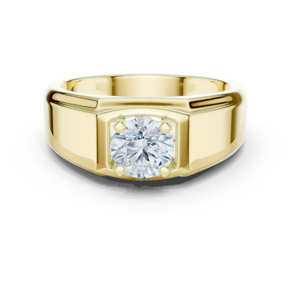 Round One Stone Lab Grown Diamond 14k Solid Rose Gold  Every Wear Stunning Elegance Men's Diamond Ring - HIGHCARAT DIAMONDS