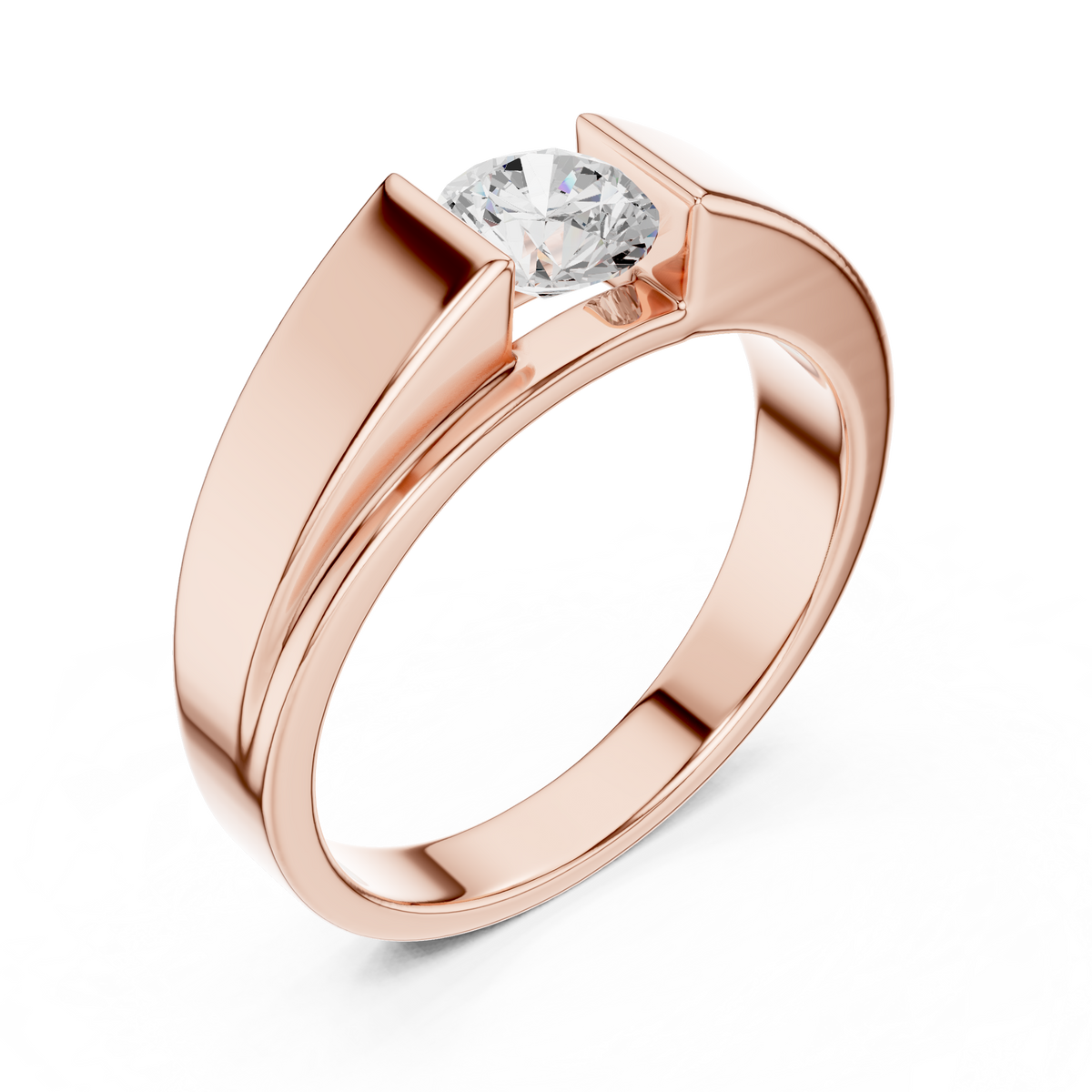Men's Round Shapes Lab Grown Diamond 14k Solid Gold Stunning Wedding Wear Ring - HIGHCARAT DIAMONDS