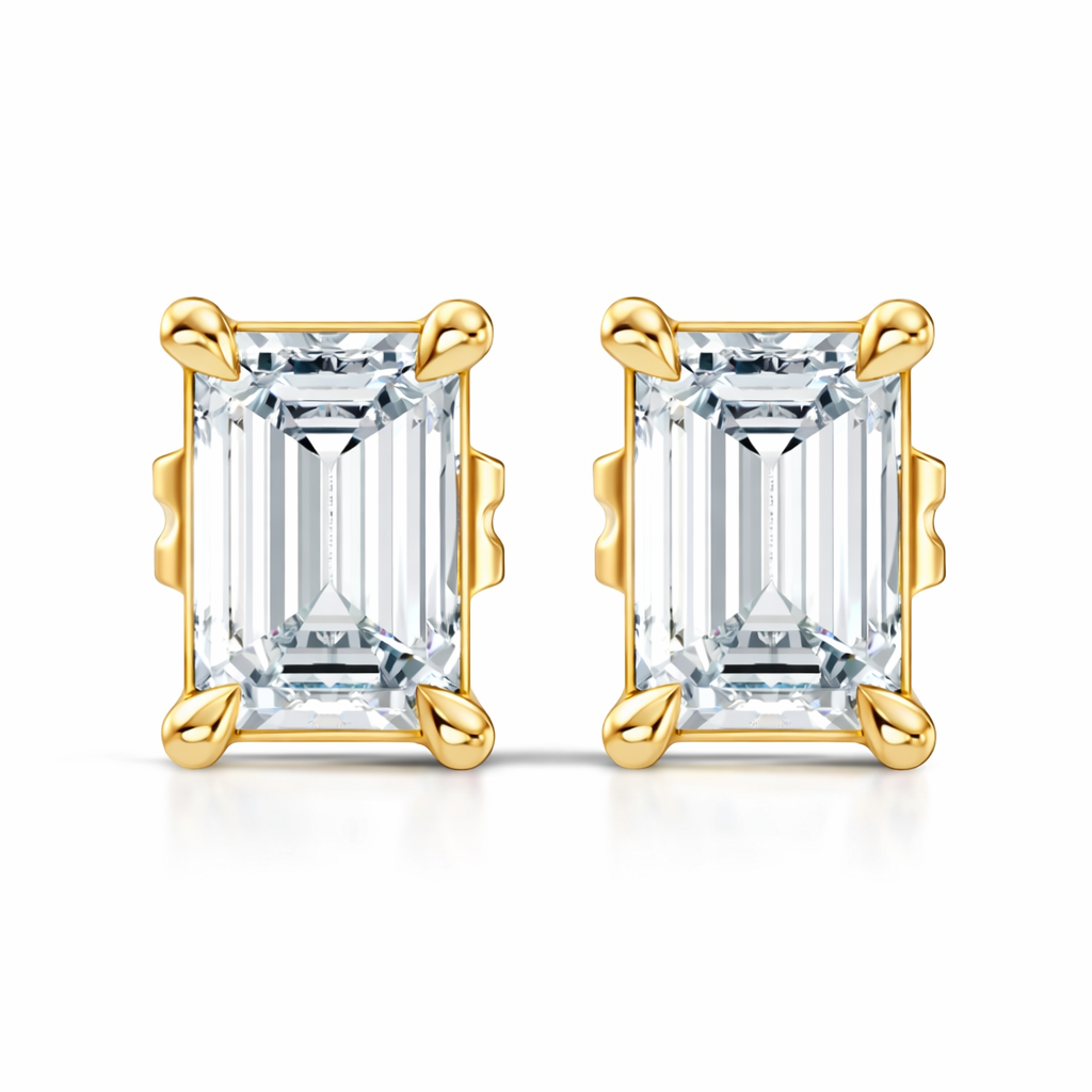0.92 Carat Emerald Cut Lab-Grown Diamond Stud Earrings Eco-Friendly Gift For Her - HIGHCARAT DIAMONDS