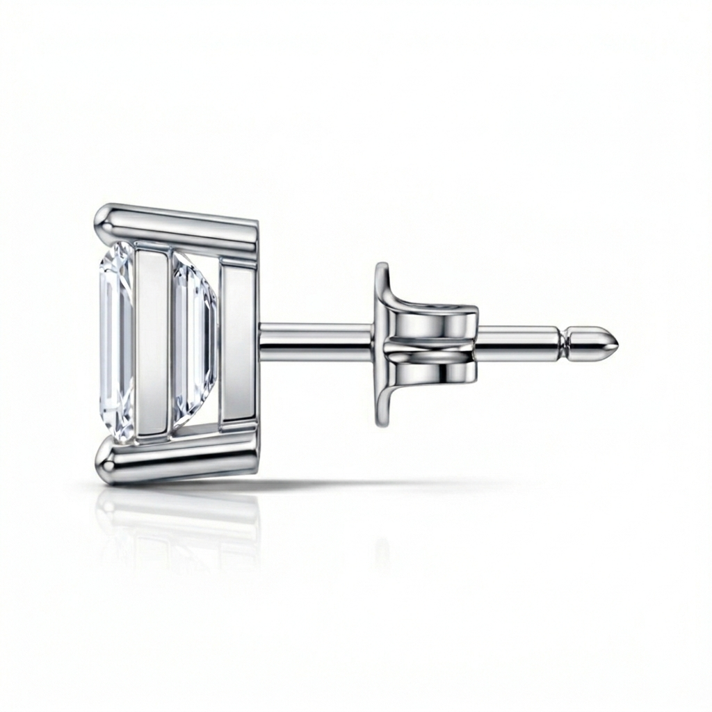 0.92 Carat Emerald Cut Lab-Grown Diamond Stud Earrings Eco-Friendly Gift For Her - HIGHCARAT DIAMONDS
