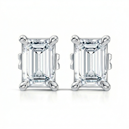 0.92 Carat Emerald Cut Lab-Grown Diamond Stud Earrings Eco-Friendly Gift For Her - HIGHCARAT DIAMONDS