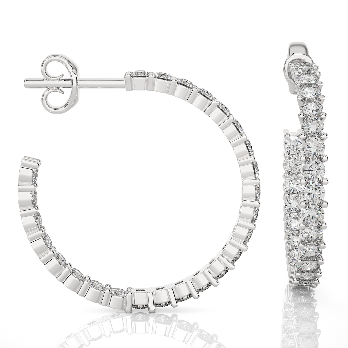 0.92 CT Round Shaped huggie Hoop Labgrown And Natural Diamond Vintage Earrings For Someone Special - HIGHCARAT DIAMONDS