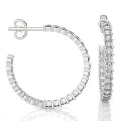 0.92 CT Round Shaped huggie Hoop Labgrown And Natural Diamond Vintage Earrings For Someone Special - HIGHCARAT DIAMONDS