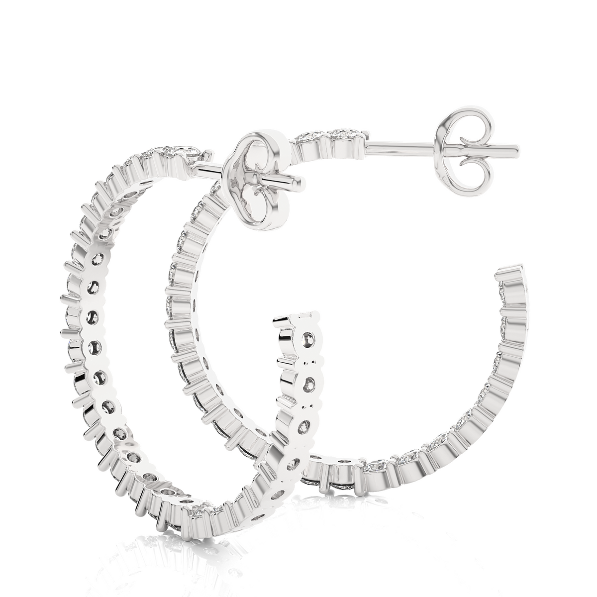 0.92 CT Round Shaped huggie Hoop Labgrown And Natural Diamond Vintage Earrings For Someone Special - HIGHCARAT DIAMONDS