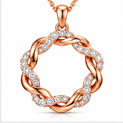Round Cut Lab Grown Diamond Twisted Open Circle Pendant With Chain