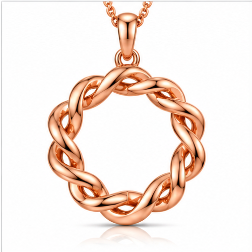 Round Cut Lab Grown Diamond Twisted Open Circle Pendant With Chain