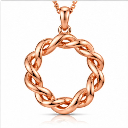 Round Cut Lab Grown Diamond Twisted Open Circle Pendant With Chain