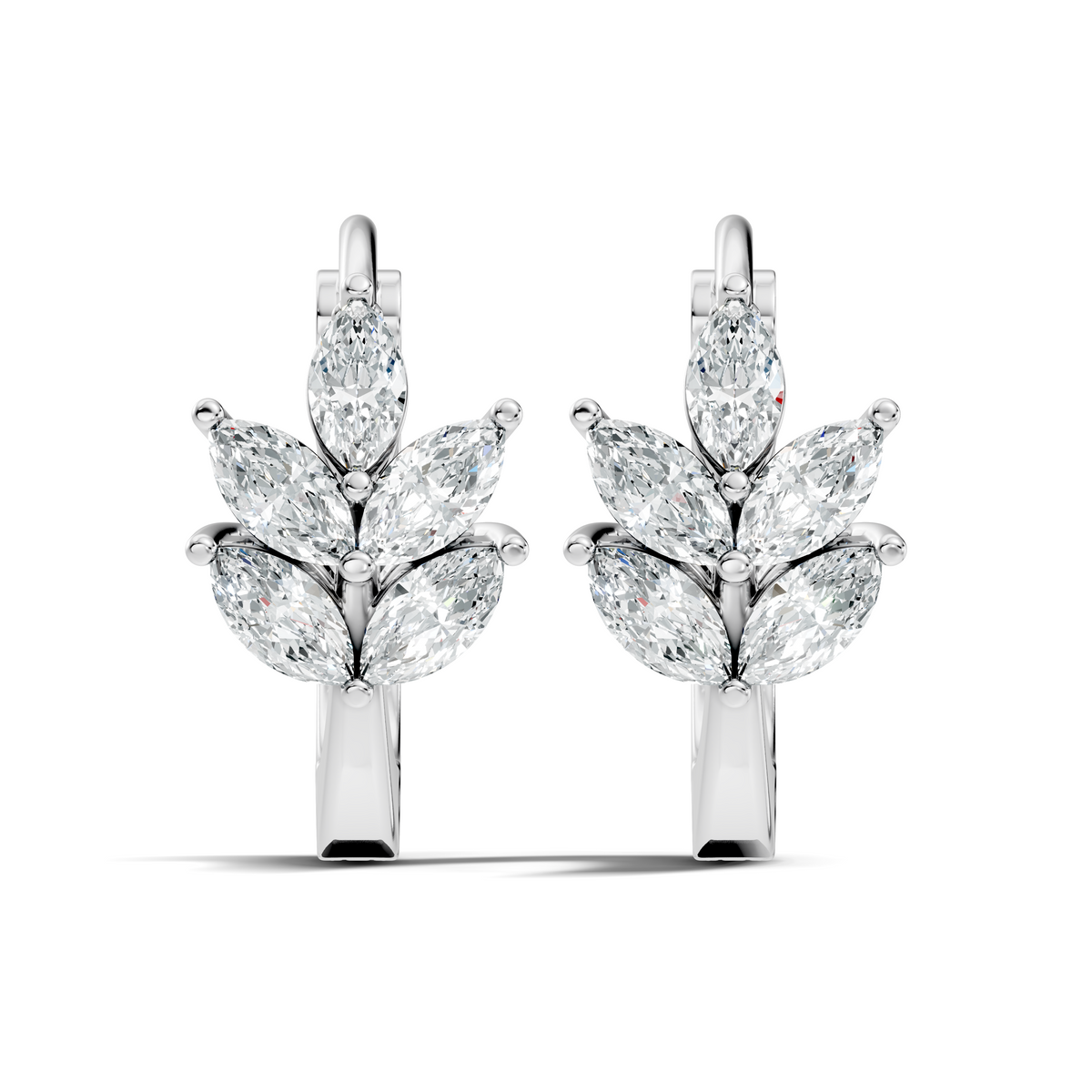 14K Solid Gold 1 Ct Marquise Cut Diamond Hoop Earrings Timeless Women's Jewelry - HIGHCARAT DIAMONDS