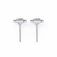 1.00Ct Radiant And Round Cut Diamond Halo Style Delicate Minimalist Stackable Perfect Bridal Stud Earring Gift For Her - HIGHCARAT DIAMONDS