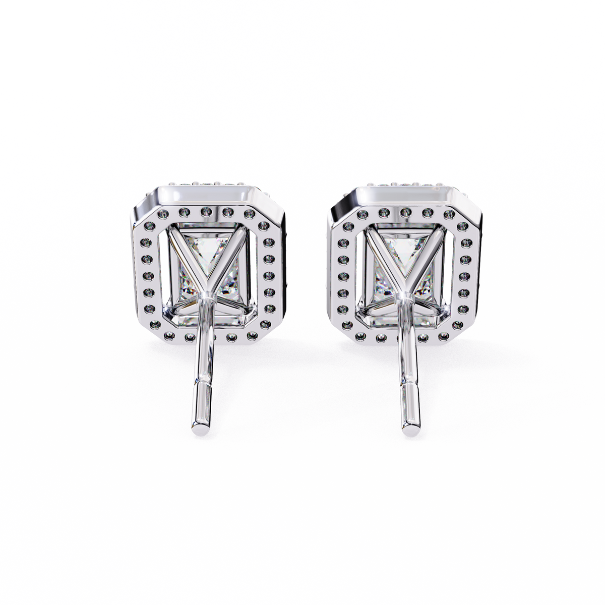 1.00Ct Radiant And Round Cut Diamond Halo Style Delicate Minimalist Stackable Perfect Bridal Stud Earring Gift For Her - HIGHCARAT DIAMONDS