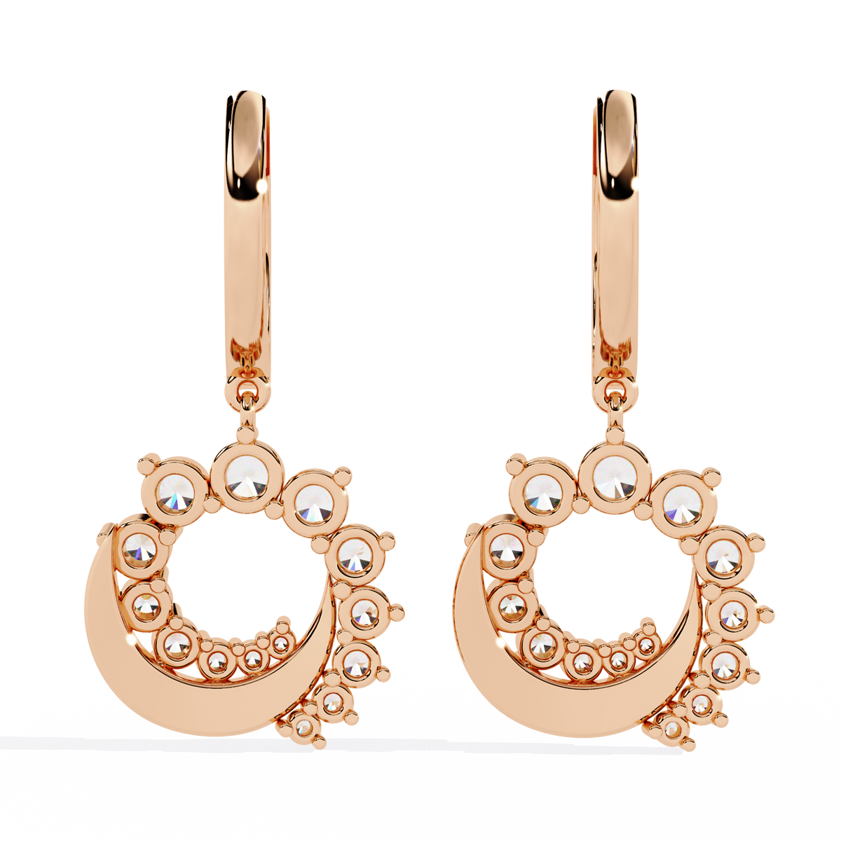 1.00Ct Round Cut Lab Grown Diamond Unique 18k Yellow Gold Dainty Stacking Bridesmaid Hoop Earring For Gift - HIGHCARAT DIAMONDS