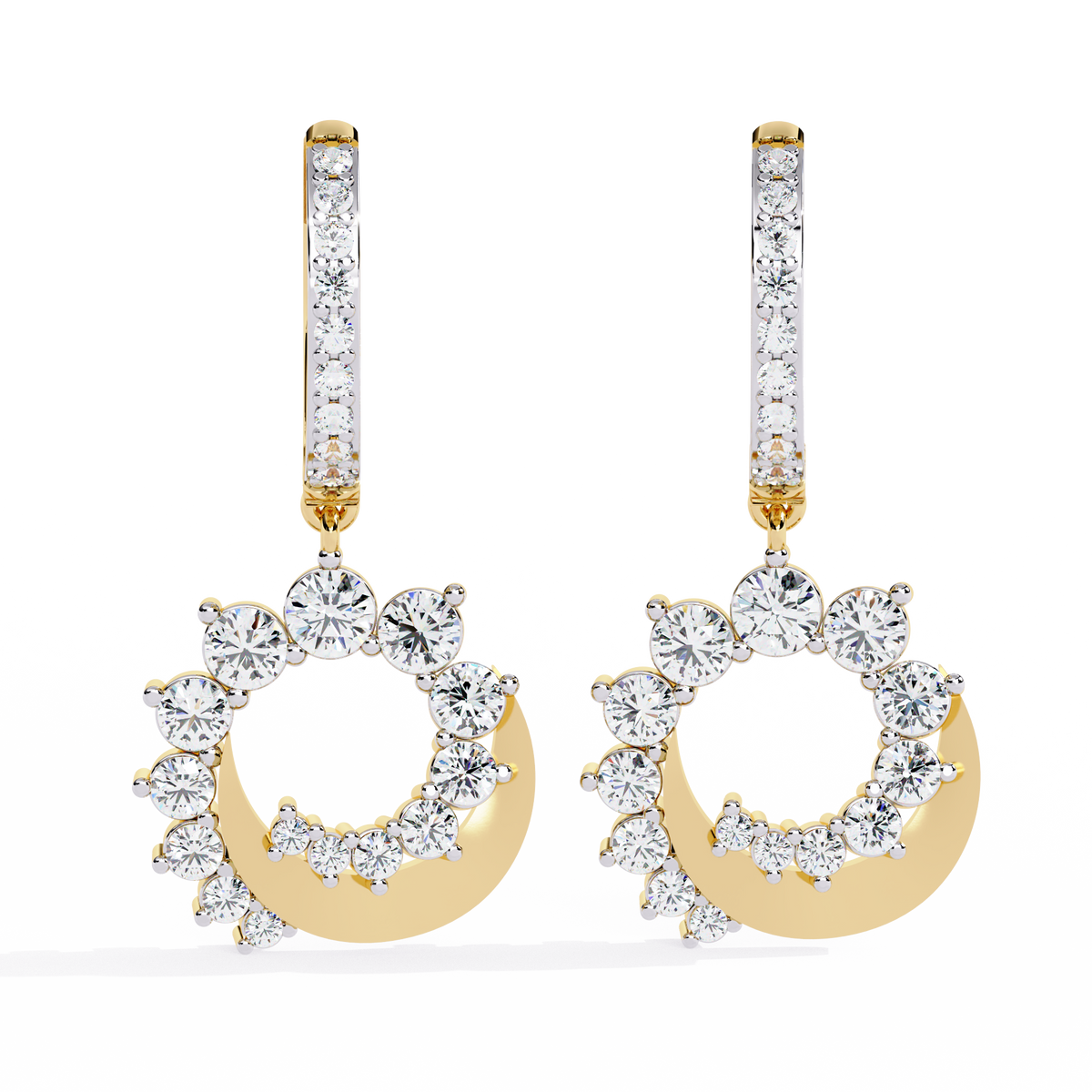 1.00Ct Round Cut Lab Grown Diamond Unique 18k Yellow Gold Dainty Stacking Bridesmaid Hoop Earring For Gift - HIGHCARAT DIAMONDS