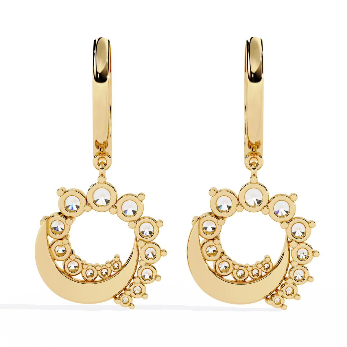 1.00Ct Round Cut Lab Grown Diamond Unique 18k Yellow Gold Dainty Stacking Bridesmaid Hoop Earring For Gift - HIGHCARAT DIAMONDS
