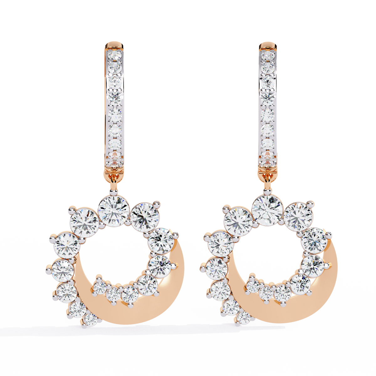 1.00Ct Round Cut Lab Grown Diamond Unique 18k Yellow Gold Dainty Stacking Bridesmaid Hoop Earring For Gift - HIGHCARAT DIAMONDS