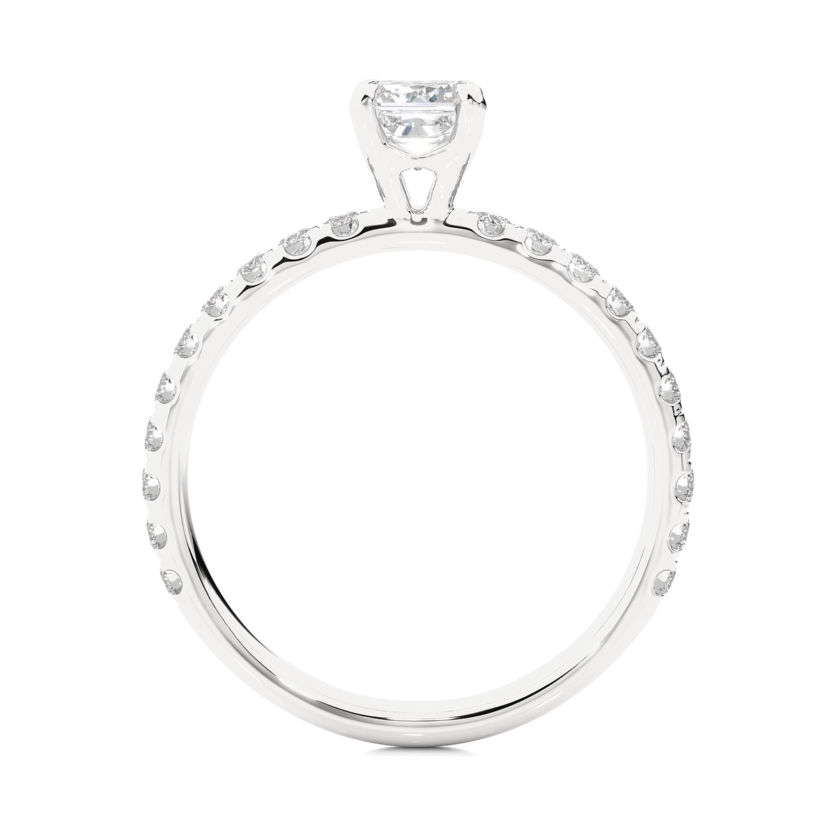 1.01 CT Princess Cut Lab Grown  Diamond 14k Solid Gold With Pave and Side Stone Women Diamond Ring - HIGHCARAT DIAMONDS