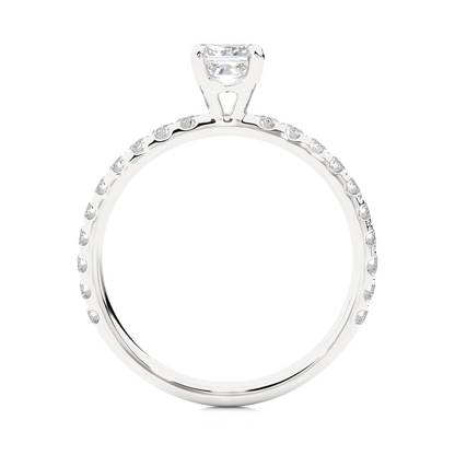 1.01 CT Princess Cut Lab Grown  Diamond 14k Solid Gold With Pave and Side Stone Women Diamond Ring - HIGHCARAT DIAMONDS