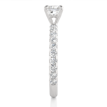 1.01 CT Princess Cut Lab Grown  Diamond 14k Solid Gold With Pave and Side Stone Women Diamond Ring - HIGHCARAT DIAMONDS