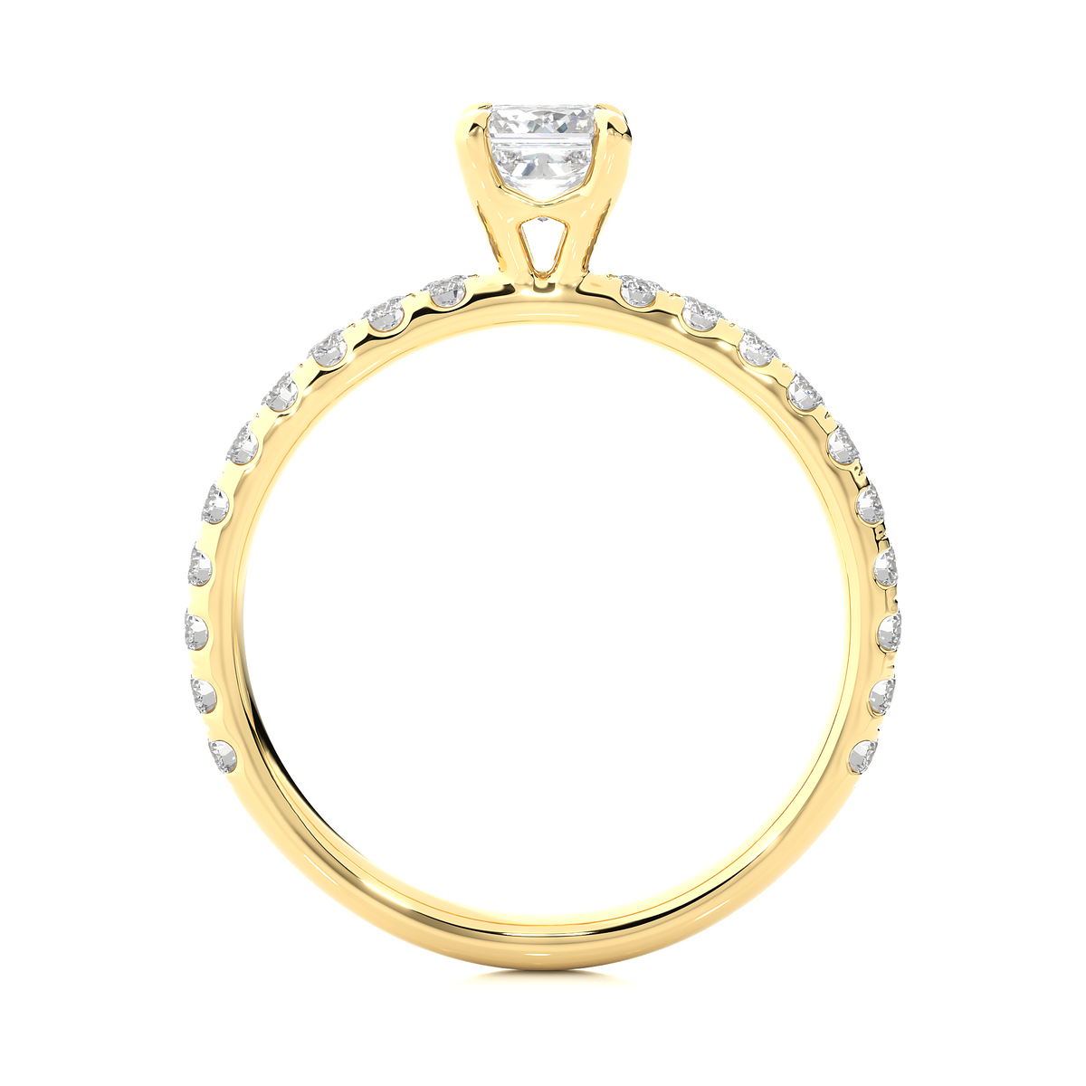1.01 CT Princess Cut Lab Grown  Diamond 14k Solid Gold With Pave and Side Stone Women Diamond Ring - HIGHCARAT DIAMONDS