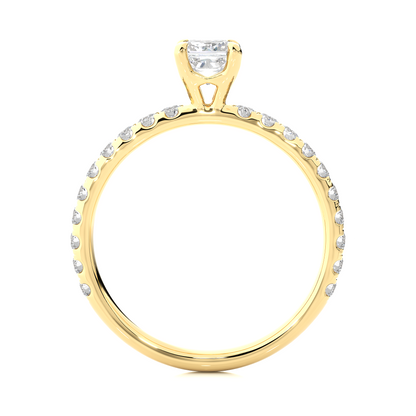 1.01 CT Princess Cut Lab Grown  Diamond 14k Solid Gold With Pave and Side Stone Women Diamond Ring - HIGHCARAT DIAMONDS