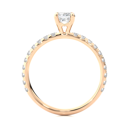 1.01 CT Princess Cut Lab Grown  Diamond 14k Solid Gold With Pave and Side Stone Women Diamond Ring - HIGHCARAT DIAMONDS