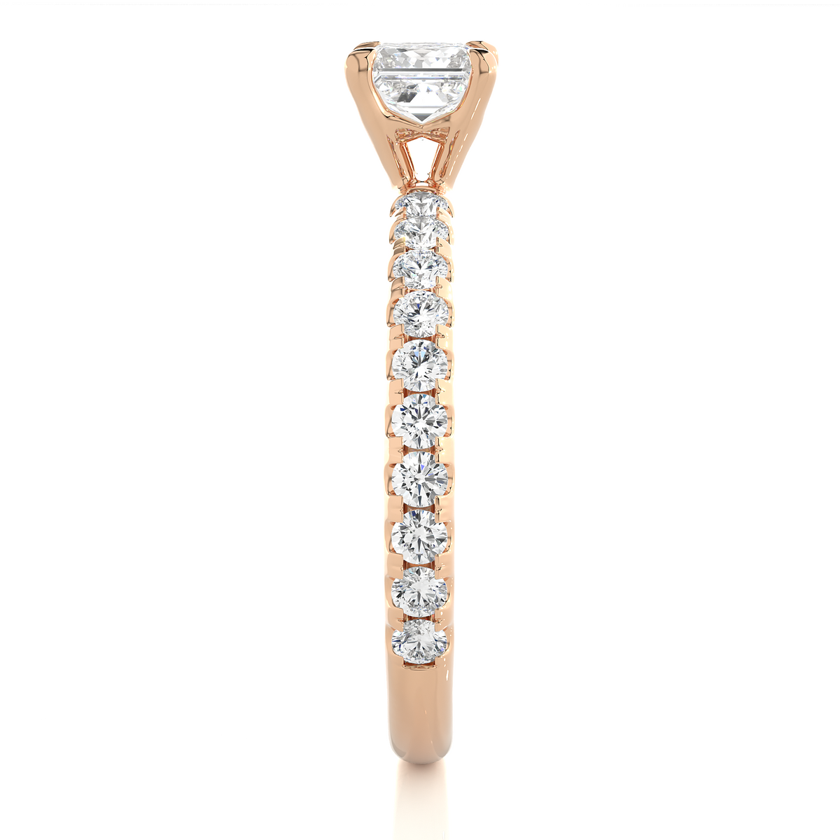 1.01 CT Princess Cut Lab Grown  Diamond 14k Solid Gold With Pave and Side Stone Women Diamond Ring - HIGHCARAT DIAMONDS