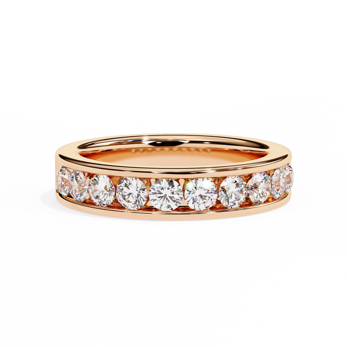 1.01Ct Round Cut High Quality Diamond Half Eternity Delicate Bezel Set Unique Handmade 14k White Gold  Party Wear Band - HIGHCARAT DIAMONDS