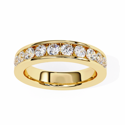 1.01Ct Round Cut High Quality Diamond Half Eternity Delicate Bezel Set Unique Handmade 14k White Gold  Party Wear Band - HIGHCARAT DIAMONDS