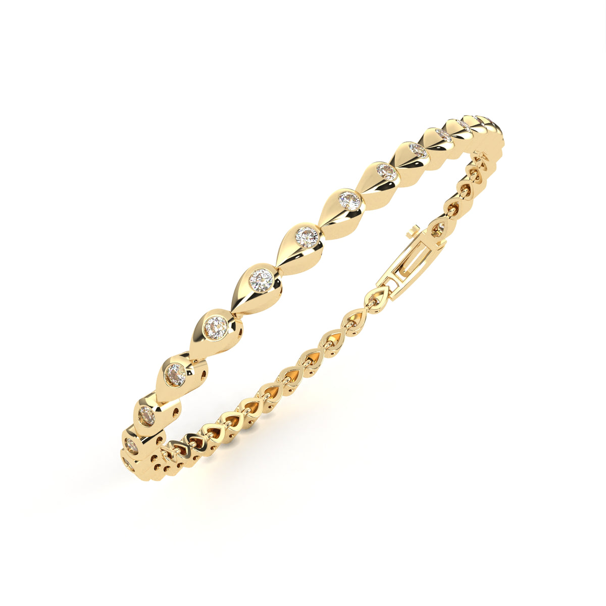 1.02Ct Pear Shape Round Cut Lab Grown & Natural Diamond Cluster Minimalist Statement Tennis Bracelet Gift For Her - HIGHCARAT DIAMONDS