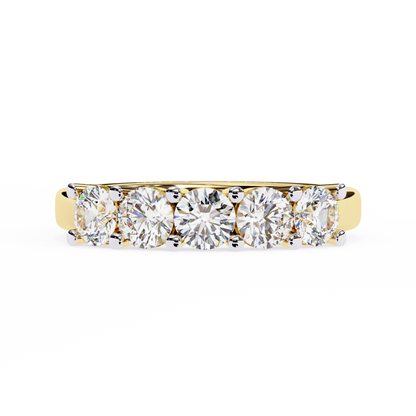 1.03Ct Round Cut Top Grade Diamond Art Deco Delicate Cluster Unisex Handmade Dainty 5 Stone Wedding Band  For Women's - HIGHCARAT DIAMONDS