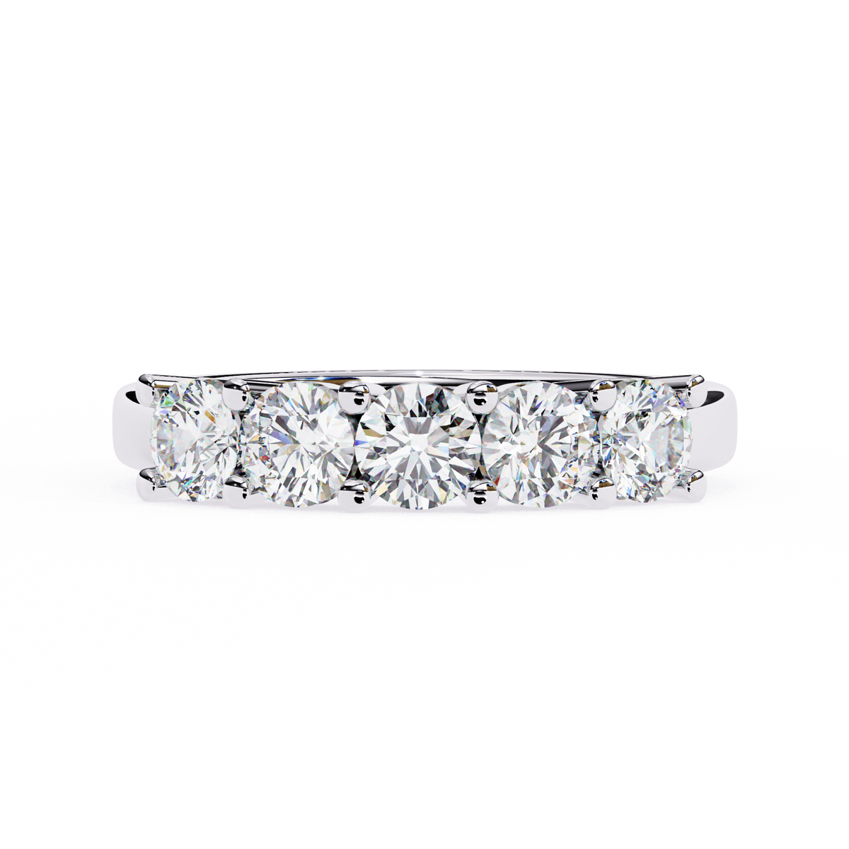1.03Ct Round Cut Top Grade Diamond Art Deco Delicate Cluster Unisex Handmade Dainty 5 Stone Wedding Band  For Women's - HIGHCARAT DIAMONDS