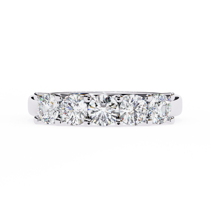 1.03Ct Round Cut Top Grade Diamond Art Deco Delicate Cluster Unisex Handmade Dainty 5 Stone Wedding Band  For Women's - HIGHCARAT DIAMONDS