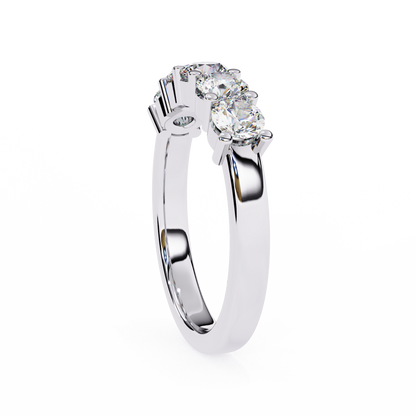 1.03Ct Round Cut Top Grade Diamond Art Deco Delicate Cluster Unisex Handmade Dainty 5 Stone Wedding Band  For Women's - HIGHCARAT DIAMONDS