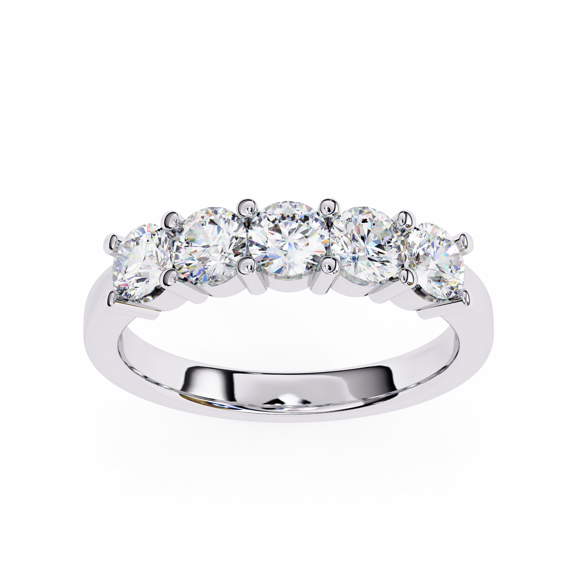 1.03Ct Round Cut Top Grade Diamond Art Deco Delicate Cluster Unisex Handmade Dainty 5 Stone Wedding Band  For Women's - HIGHCARAT DIAMONDS
