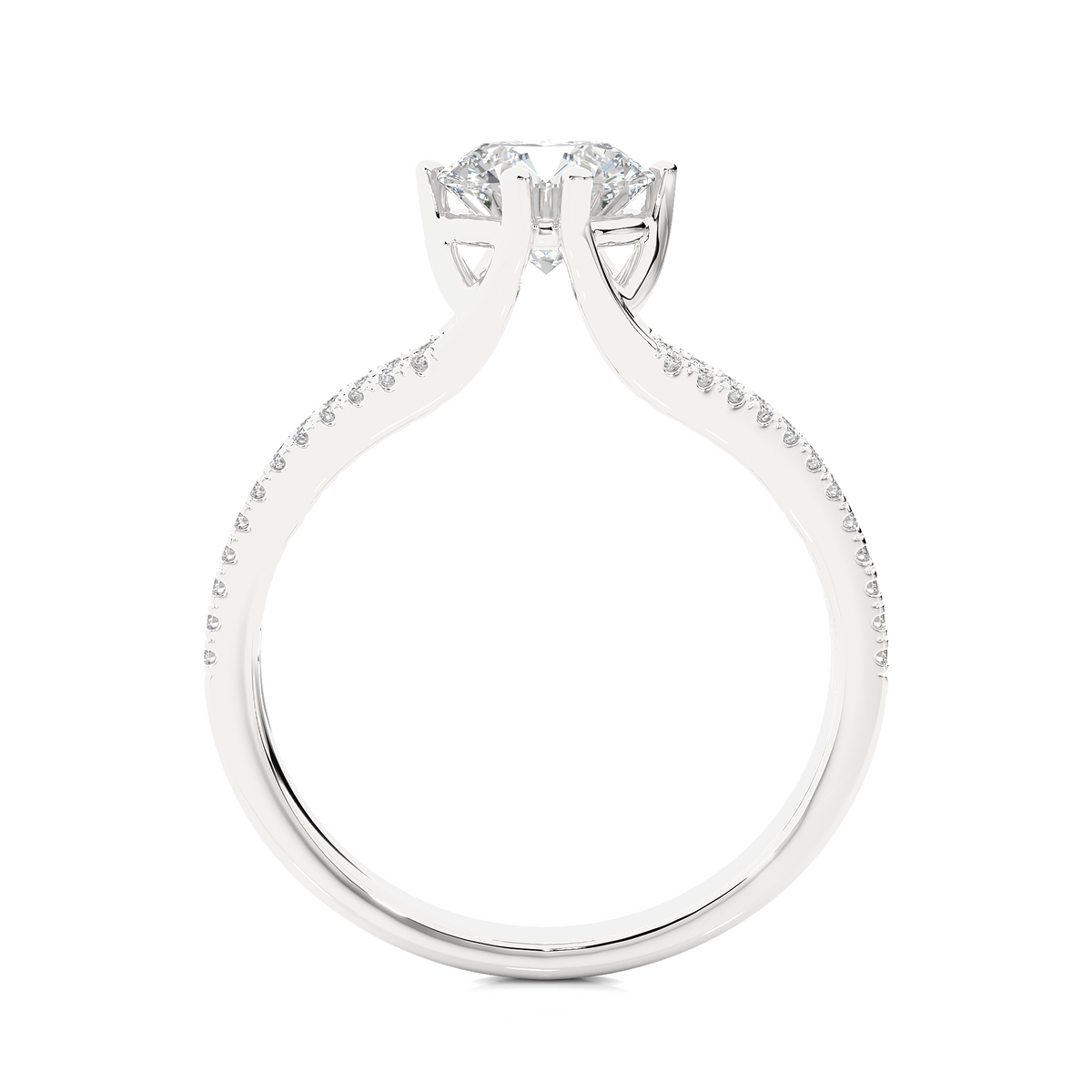 1.05 CT Colorless Round Shaped Lab Grown Diamond Ring, Accented  Engagement Ring For Her - HIGHCARAT DIAMONDS