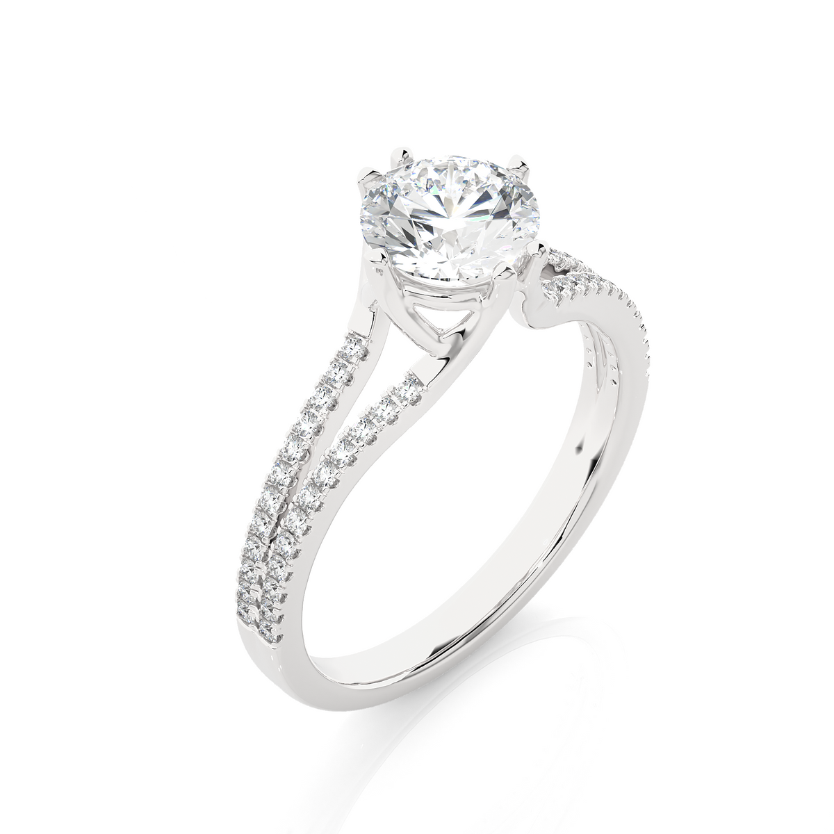 1.05 CT Colorless Round Shaped Lab Grown Diamond Ring, Accented  Engagement Ring For Her - HIGHCARAT DIAMONDS