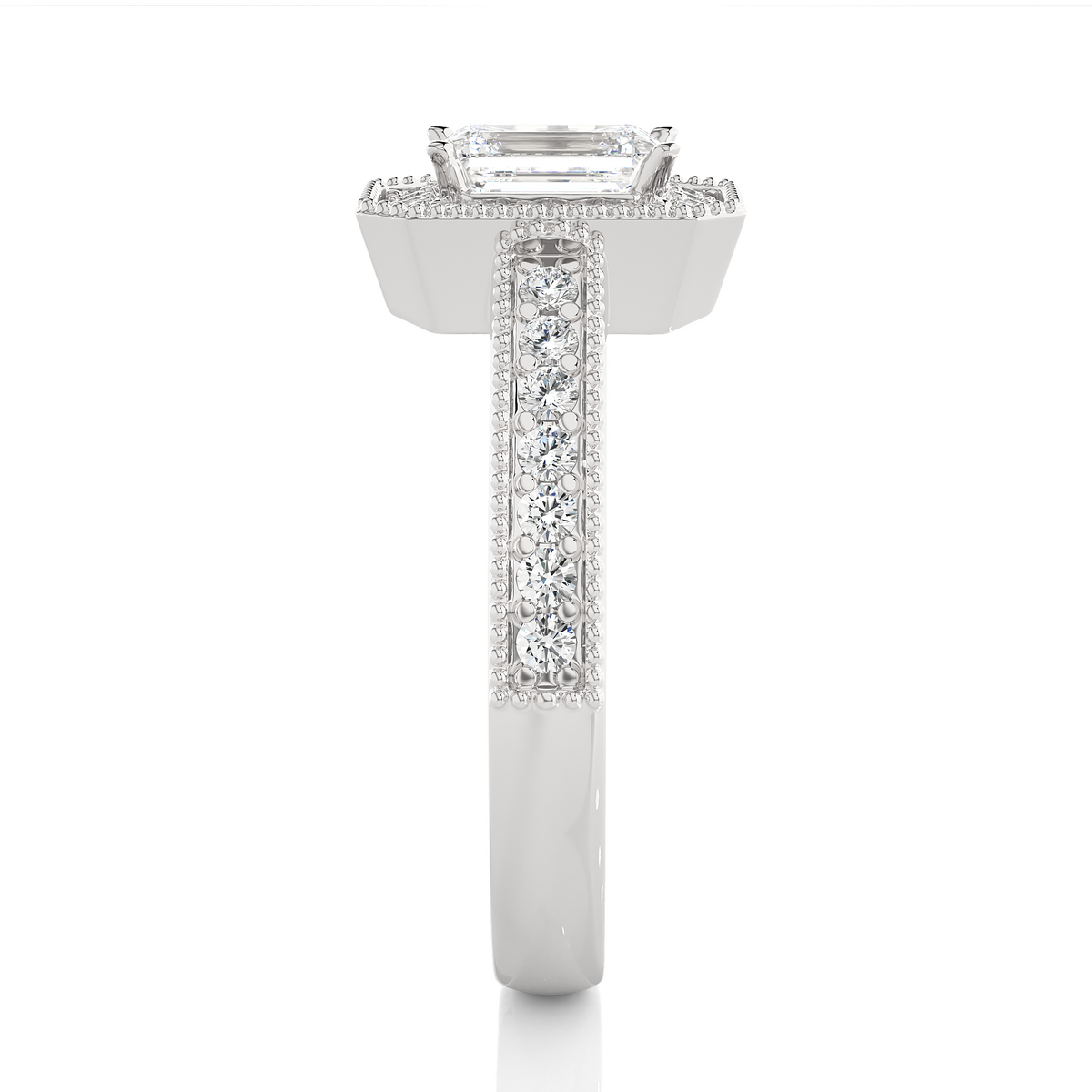 1.06 CT emerald and round cut lab grown diamond wedding ring in a dazzling  new look - HIGHCARAT DIAMONDS