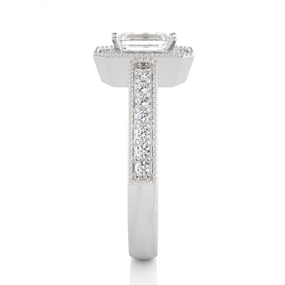 1.06 CT emerald and round cut lab grown diamond wedding ring in a dazzling  new look - HIGHCARAT DIAMONDS