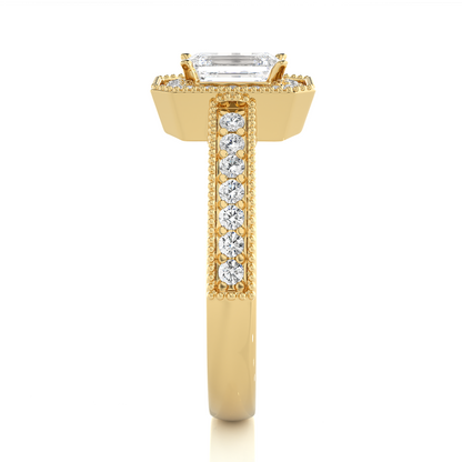 1.06 CT emerald and round cut lab grown diamond wedding ring in a dazzling  new look - HIGHCARAT DIAMONDS