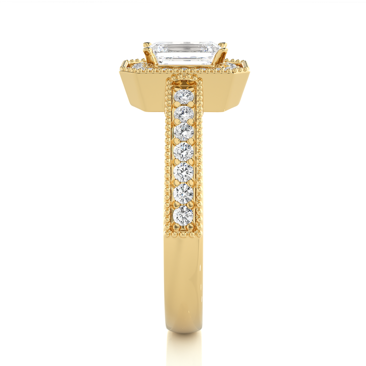 1.06 CT emerald and round cut lab grown diamond wedding ring in a dazzling  new look - HIGHCARAT DIAMONDS