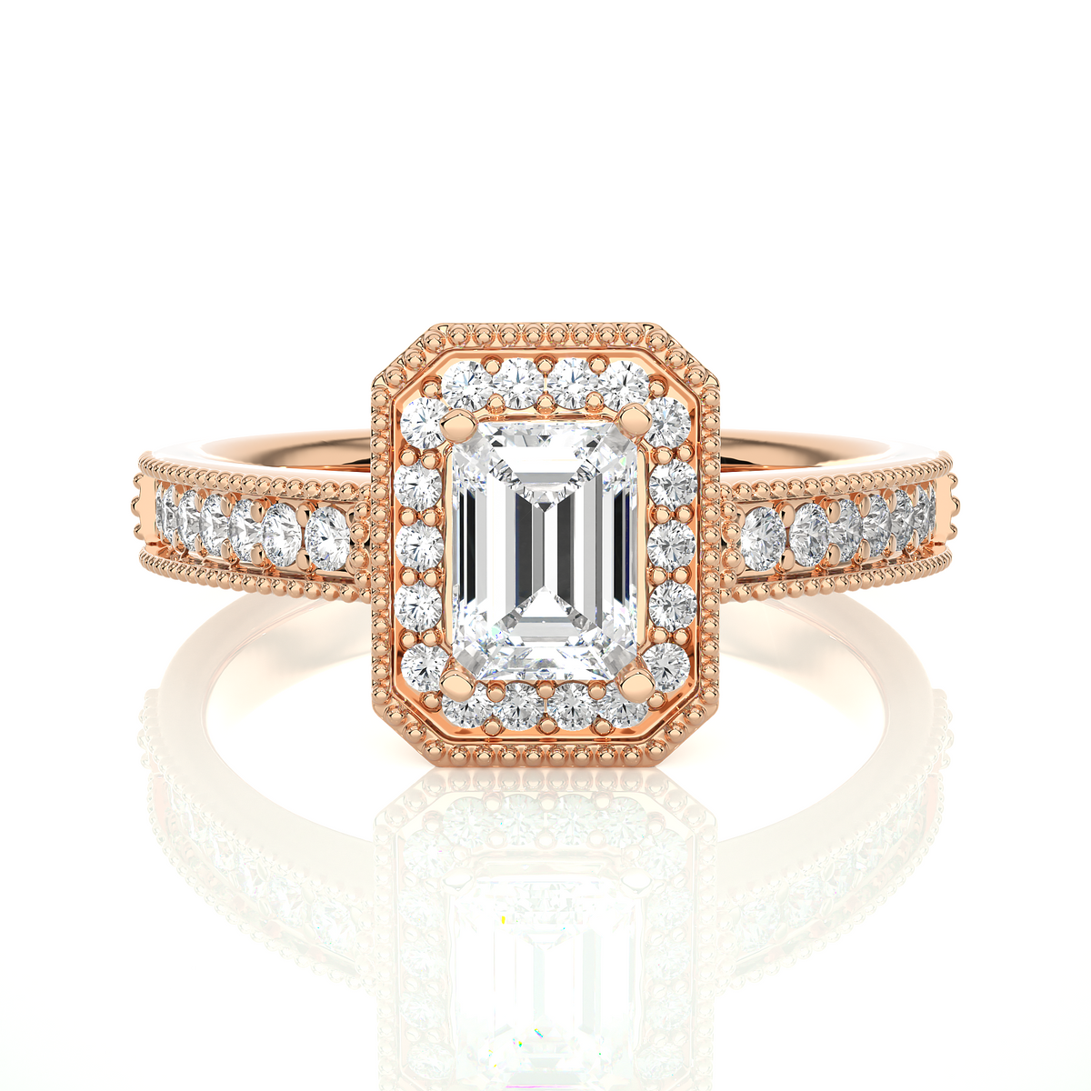 1.06 CT emerald and round cut lab grown diamond wedding ring in a dazzling  new look - HIGHCARAT DIAMONDS