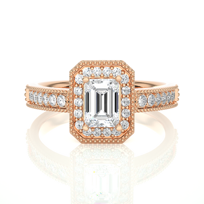 1.06 CT emerald and round cut lab grown diamond wedding ring in a dazzling  new look - HIGHCARAT DIAMONDS