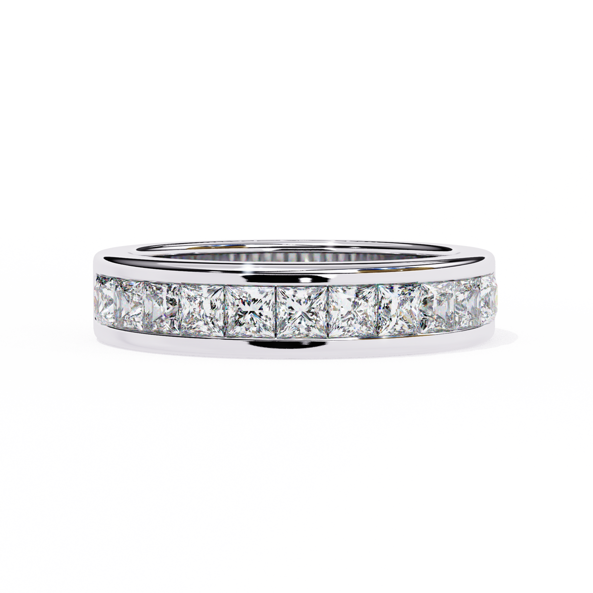1.07Ct Princess Cut Diamond Half Eternity Bezel Set 18k Yellow Gold Sparkling Band Annivrasry Gift for Her - HIGHCARAT DIAMONDS