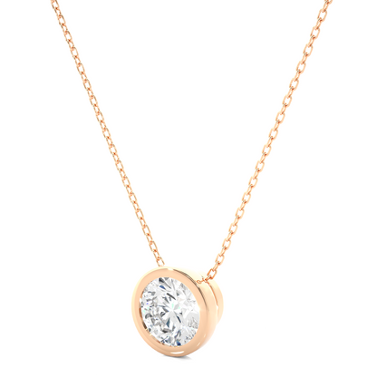 1.08 CT Labgrown Diamond Solitaire Pendant Round Bezel-Set Necklace for Women's - HIGHCARAT DIAMONDS