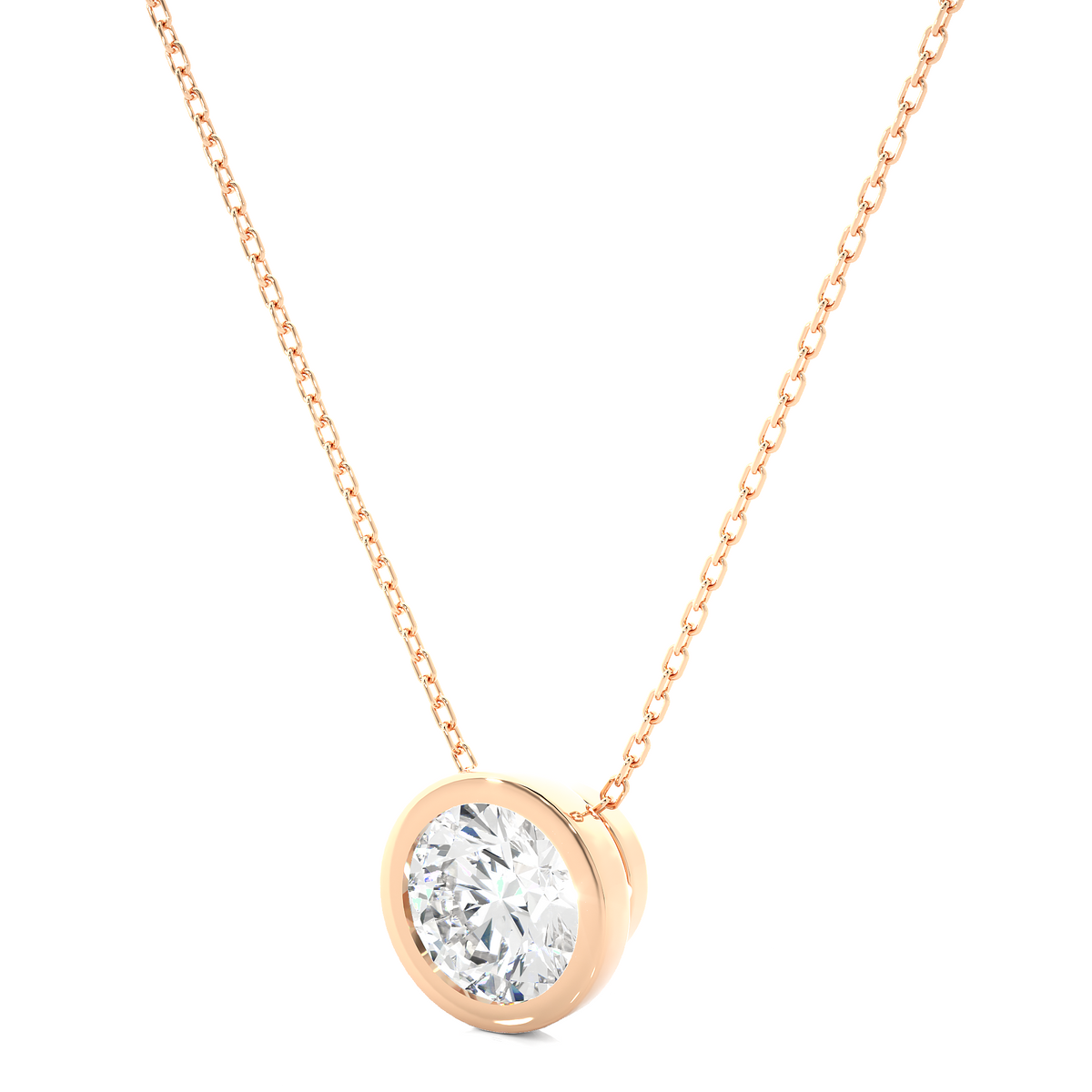 1.08 CT Labgrown Diamond Solitaire Pendant Round Bezel-Set Necklace for Women's - HIGHCARAT DIAMONDS