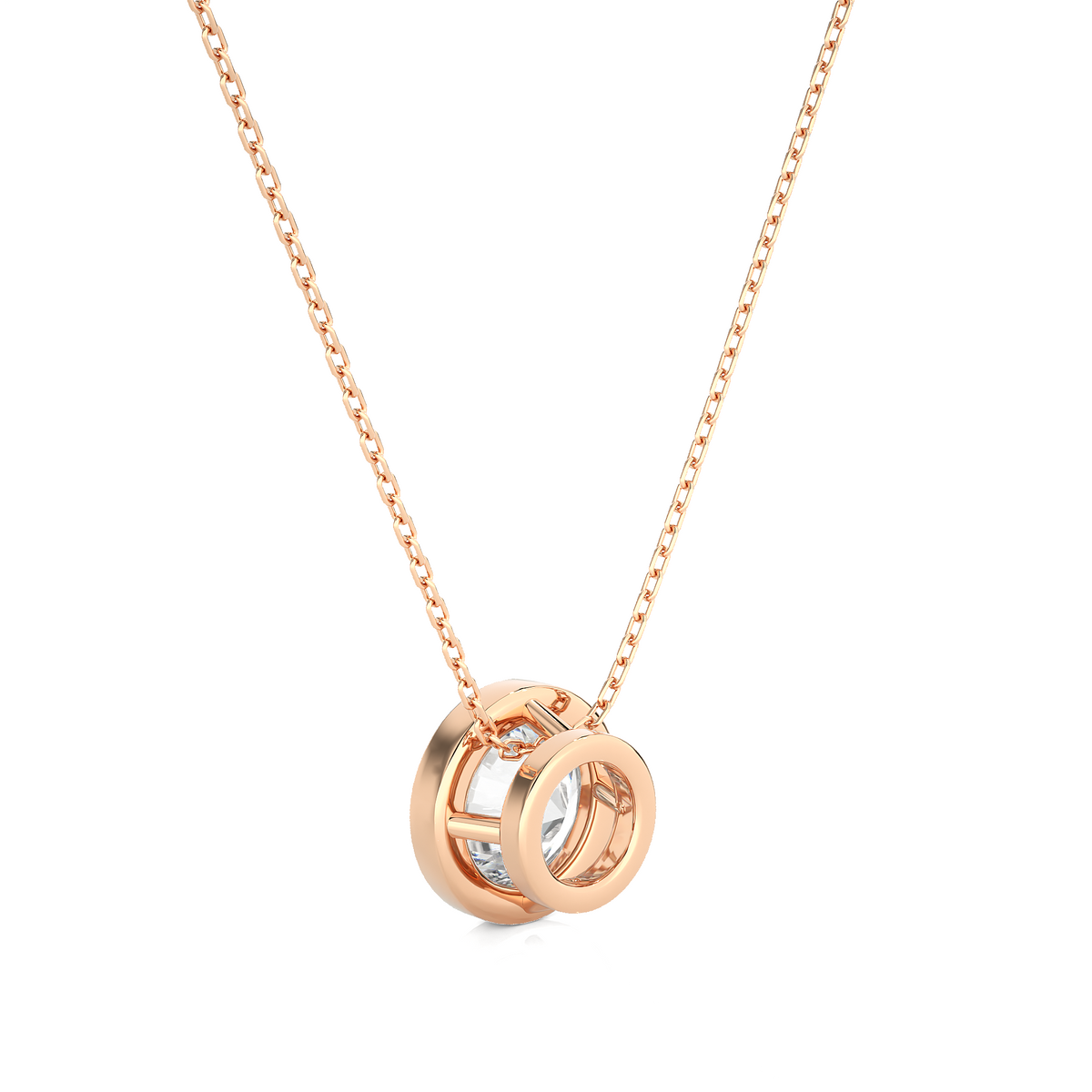 1.08 CT Labgrown Diamond Solitaire Pendant Round Bezel-Set Necklace for Women's - HIGHCARAT DIAMONDS
