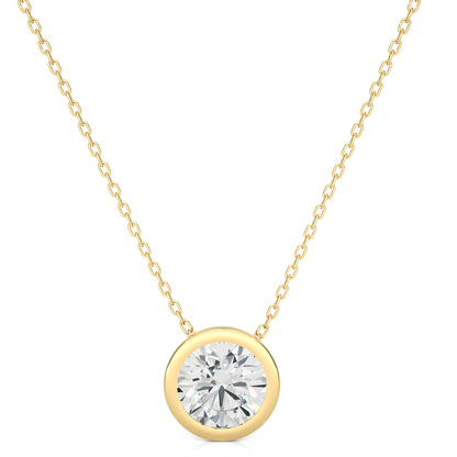 1.08 CT Labgrown Diamond Solitaire Pendant Round Bezel-Set Necklace for Women's - HIGHCARAT DIAMONDS