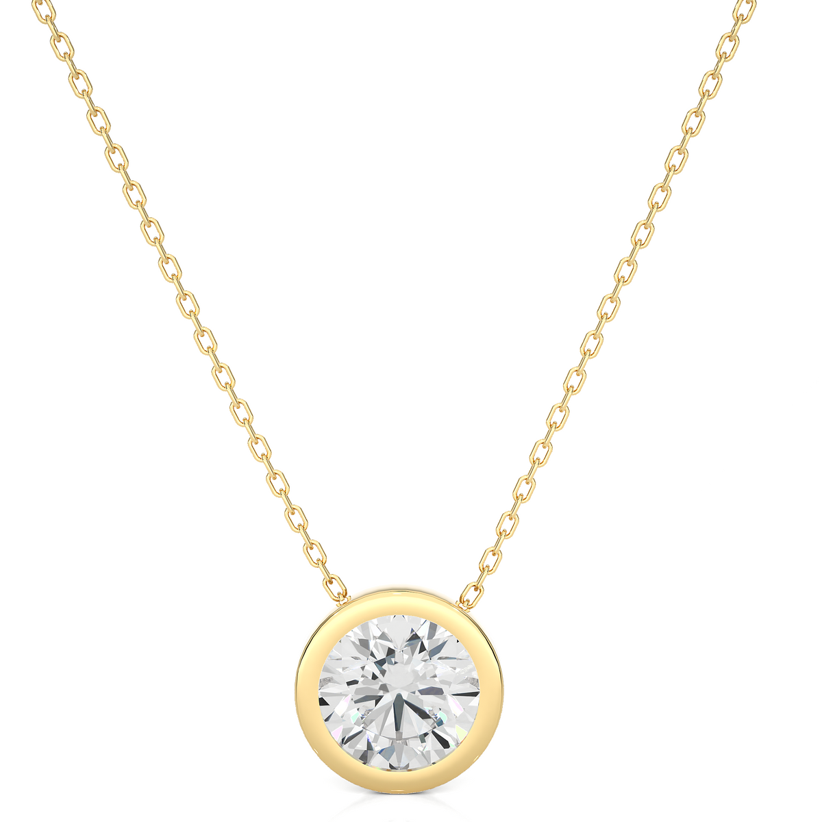 1.08 CT Labgrown Diamond Solitaire Pendant Round Bezel-Set Necklace for Women's - HIGHCARAT DIAMONDS