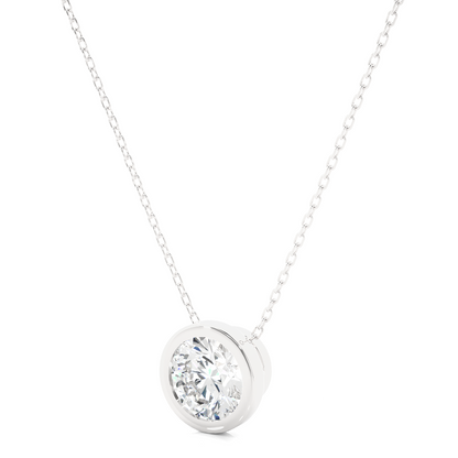 1.08 CT Labgrown Diamond Solitaire Pendant Round Bezel-Set Necklace for Women's - HIGHCARAT DIAMONDS