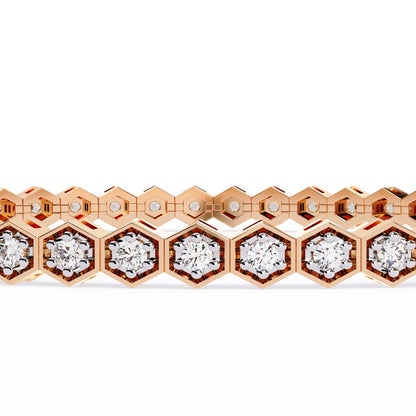 1.09CT Round Cut Lab Grown & Natural Diamond Hexagon Shape Cluster Vintage Dainty Tennis Dainty Bracelet Gift For Her - HIGHCARAT DIAMONDS